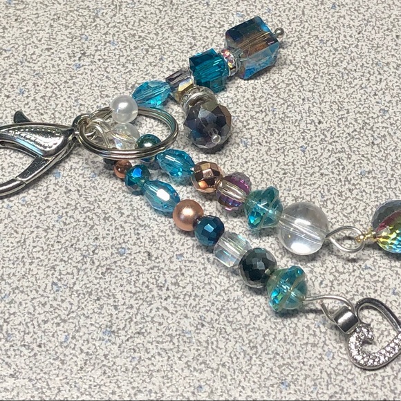 Pretty blues key chain, fob, zipper pull -purse bling - Picture 9 of 9